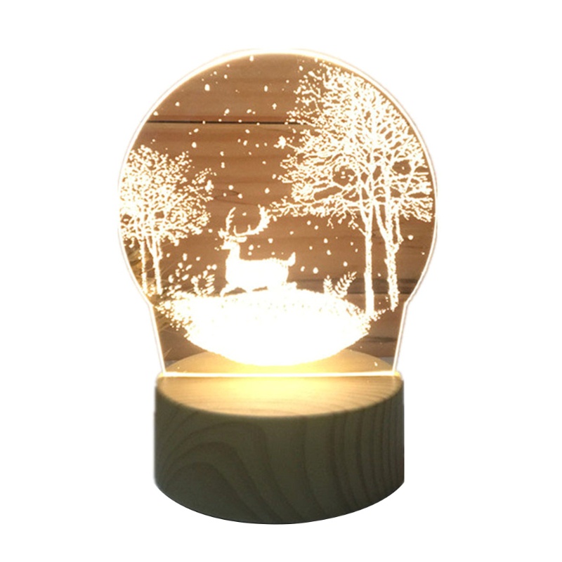 Đế đỡ đèn LED và quả cầu pha lê resin 3D bằng gỗ làm thủ công