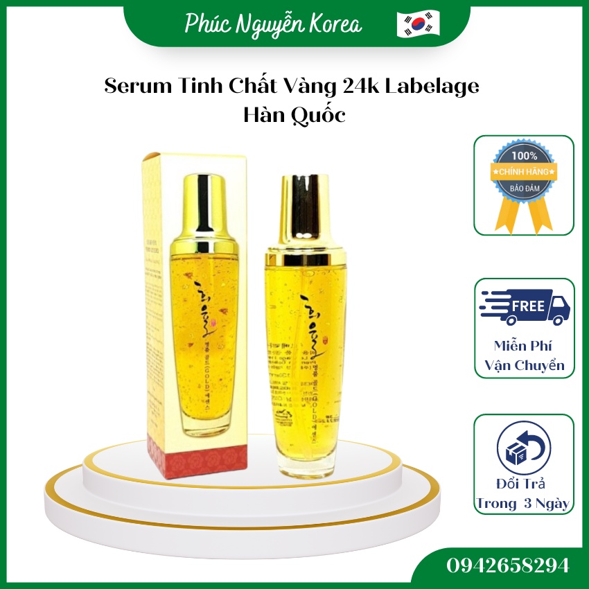 Serum vàng 24k - Serum dưỡng trắng da dưỡng ẩm tinh chất vàng 24k cao cấp Labelage Hàn Quốc