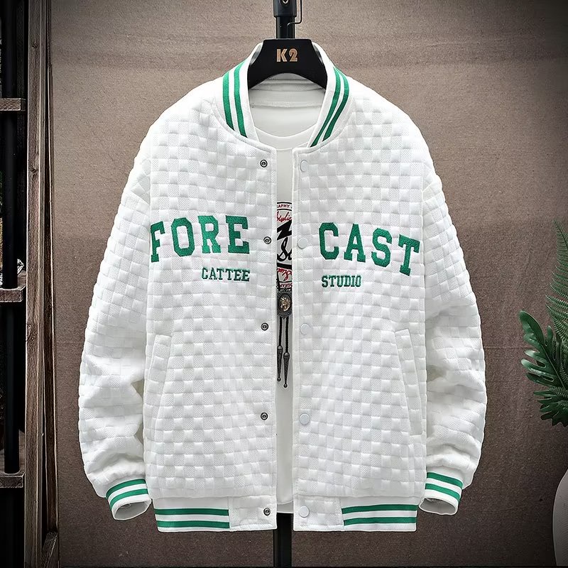 Áo Khoác Bomber Màu Trắng / Đen Dáng Rộng Phong Cách Hàn Quốc Cho Nam Giới Size M-3XL
