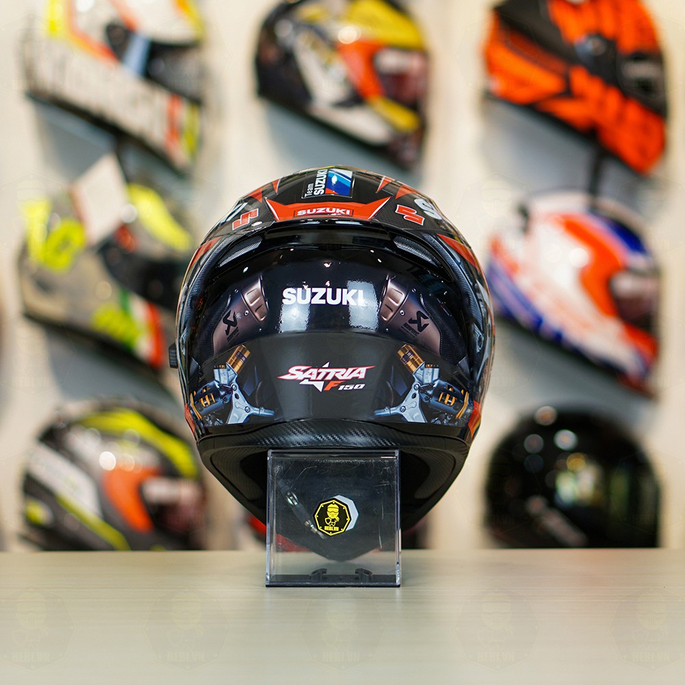 Mũ Fullface 2 kính Roc 05 Đen Bóng Dán Tem Suzuki Satria Đỏ