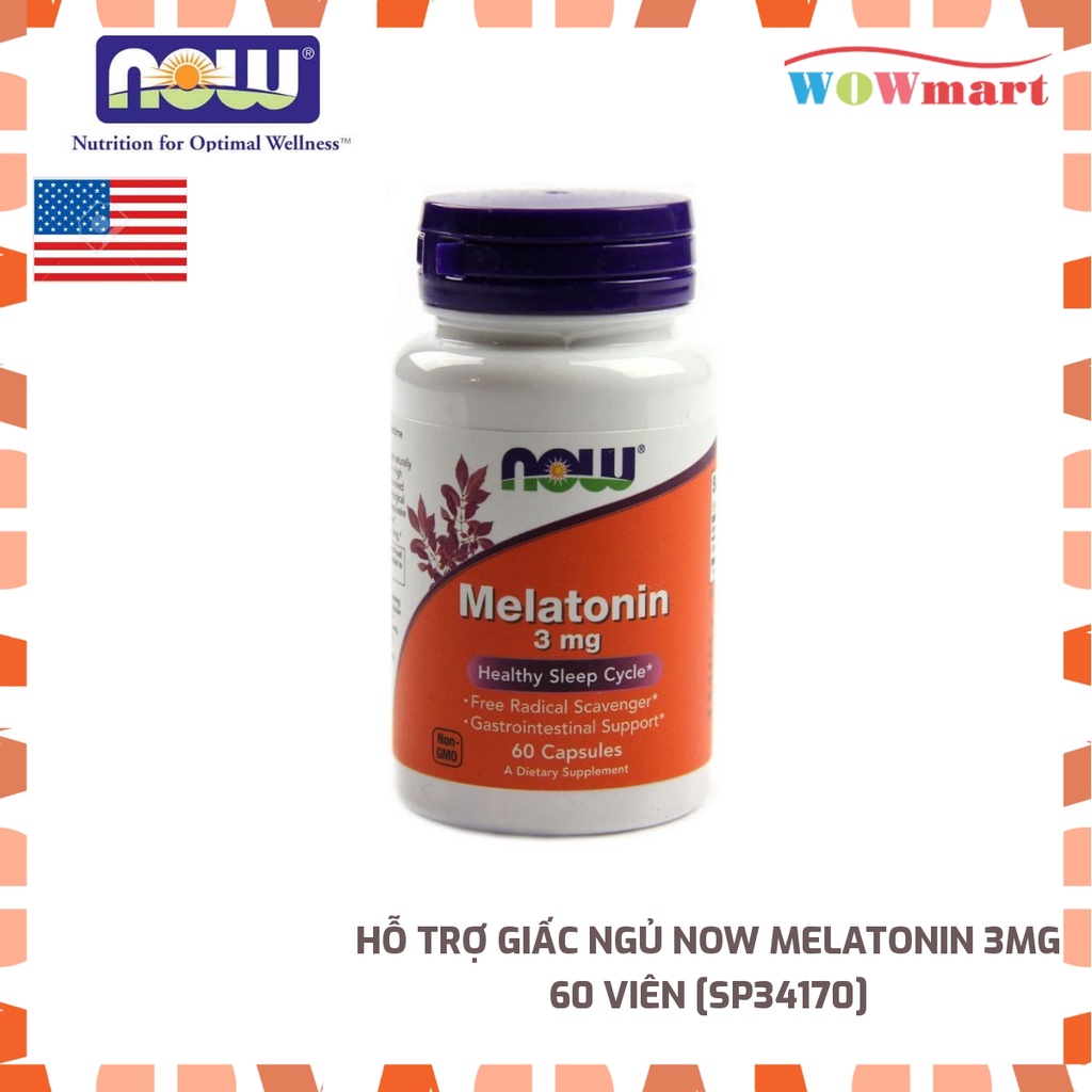 Hỗ trợ giấc ngủ Now Melatonin 3mg 60 viên
