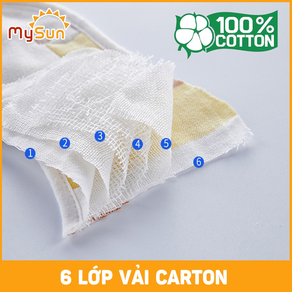 Yếm vải cho bé COTTON Khăn yếm xô vải tam giác tròn ăn dặm 6 lớp cotton siêu hút ẩm cho bé trai gái sơ sinh - MYSUN