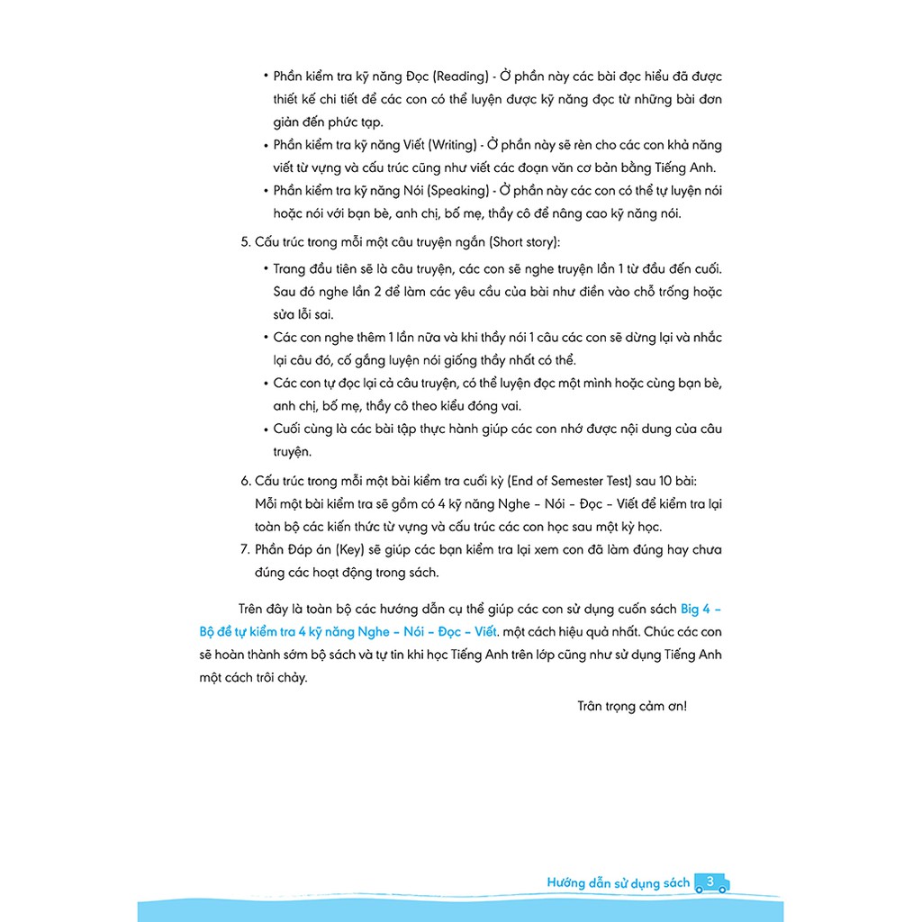 Sách - Big 4 Bộ Đề Tự Kiểm Tra 4 Kỹ Năng Nghe - Nói - Đọc - Viết (Cơ Bản Và Nâng Cao) Tiếng Anh Lớp 3 Tập 1