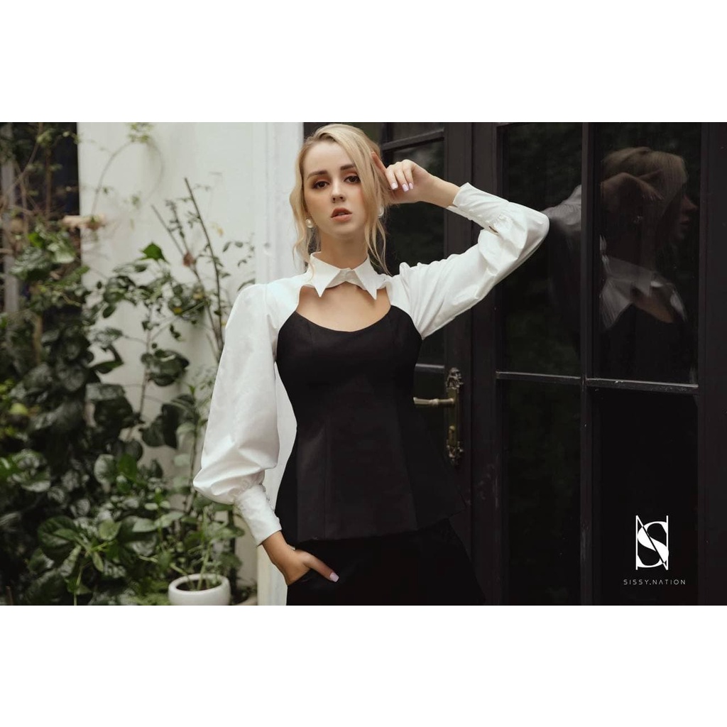 Áo Peplum Cổ Sơ Mi