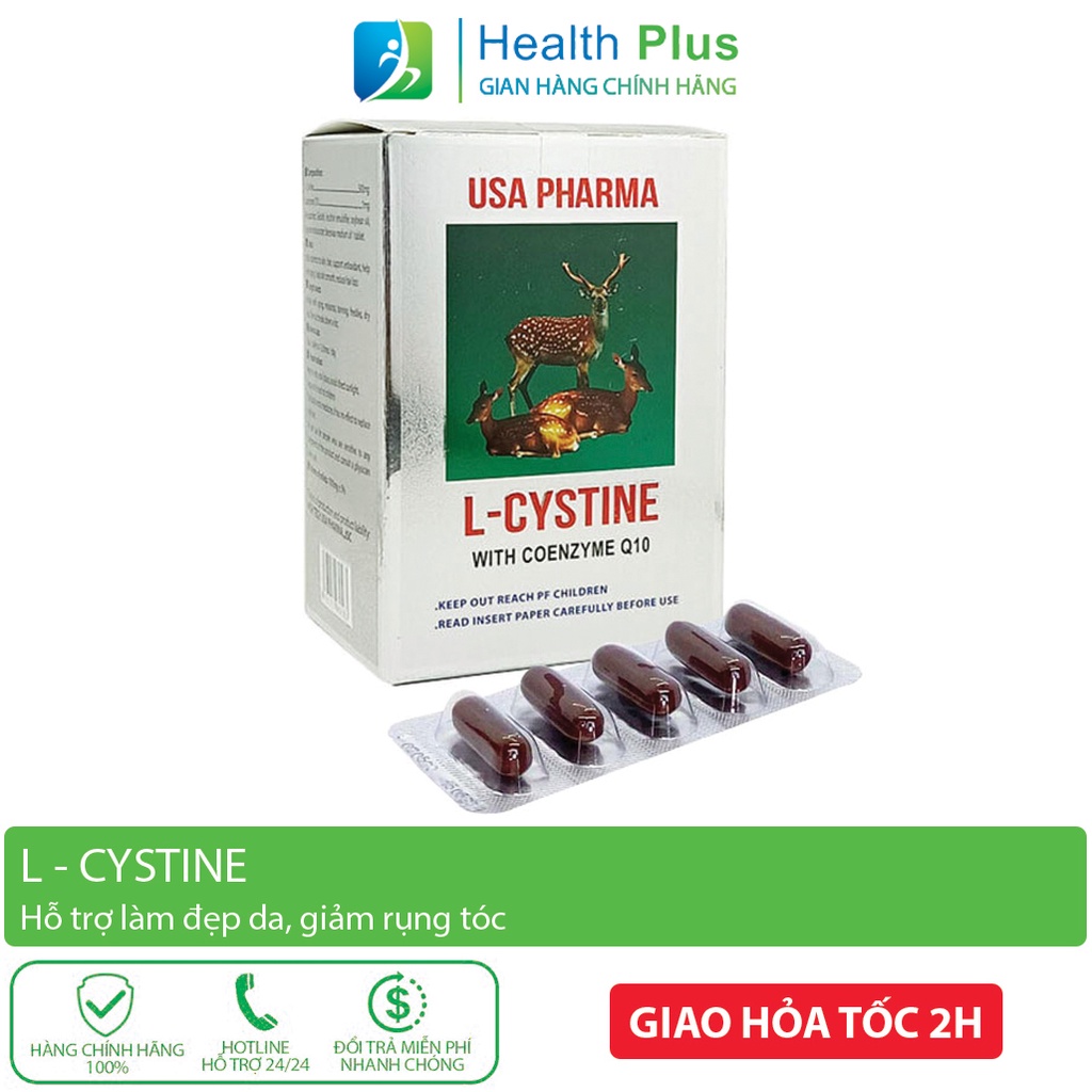 L Cystine hỗ trợ làm đẹp da, giảm rụng tóc Hộp 60 viên 500mg, hết nám, tàn nhang, có thêm Coenzym Q10