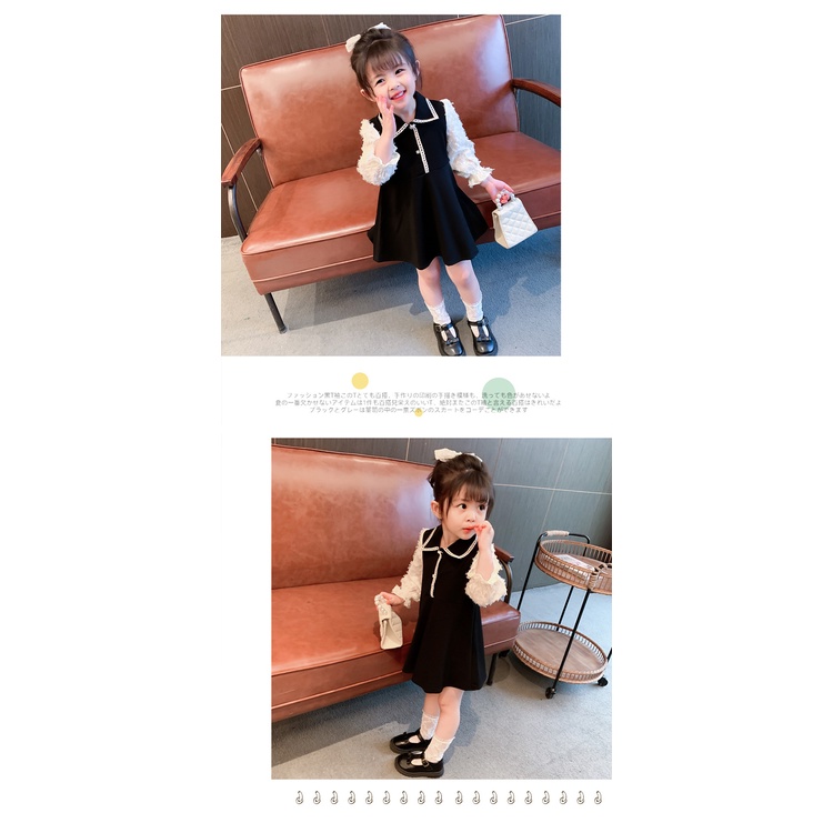 IQ ANGEL Đầm Công Chúa Phong Cách Phương Tây Hàn Quốc Mẫu Mới Thời Trang Xuân Thu Cho Bé Gái