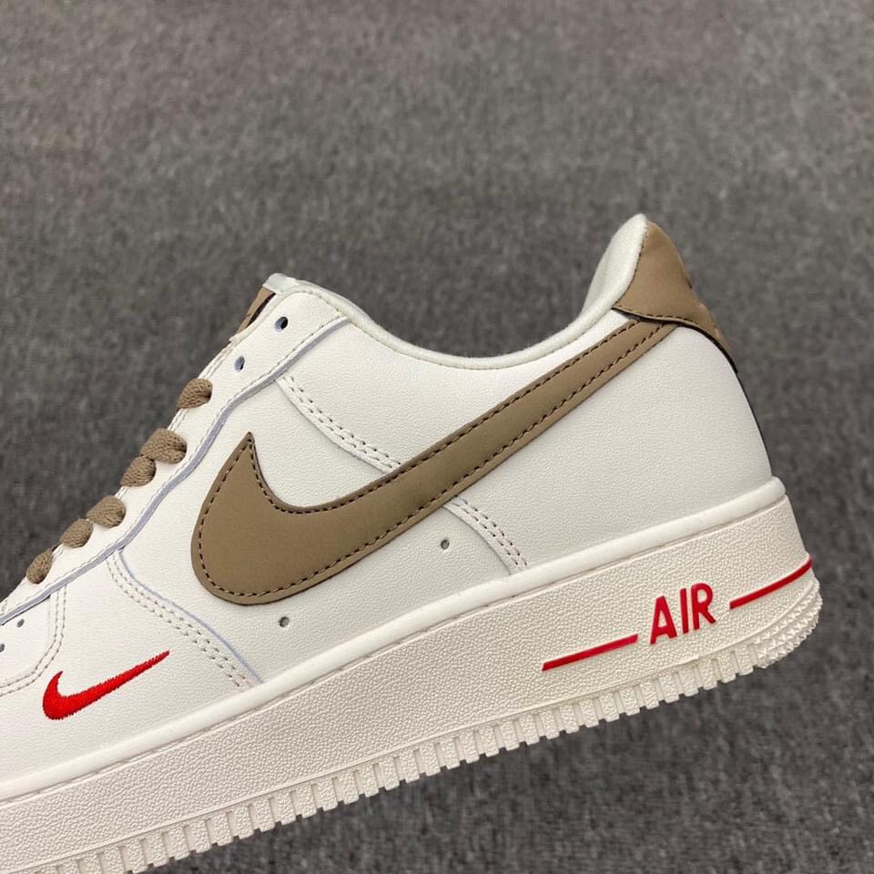 Giày thể thao AF1 vệt nâu, Giày sneaker air force 1 low premium white brown nam nữ cực chất dễ phối đồ 2021