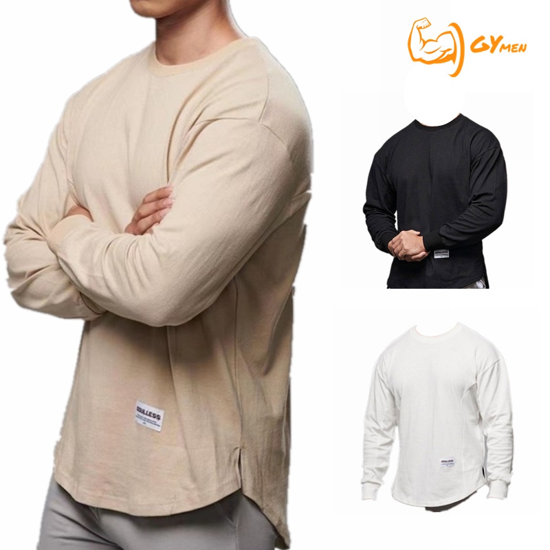 [ GYMEN ] Áo Thun Dài Tay Cổ Tròn Thể Thao Nam Form Rộng Big Size Co Giãn Nhanh Khô Cao Cấp Vải Thoáng Thấm Hút Mồ Hôi Tốt Kaki Giãn Thoải Mái Vận động Trẻ Trung Form Chuẩn Slimfit Chuẩn Form Chạy Bộ Chuyên Thể Dục Gym Streetwear