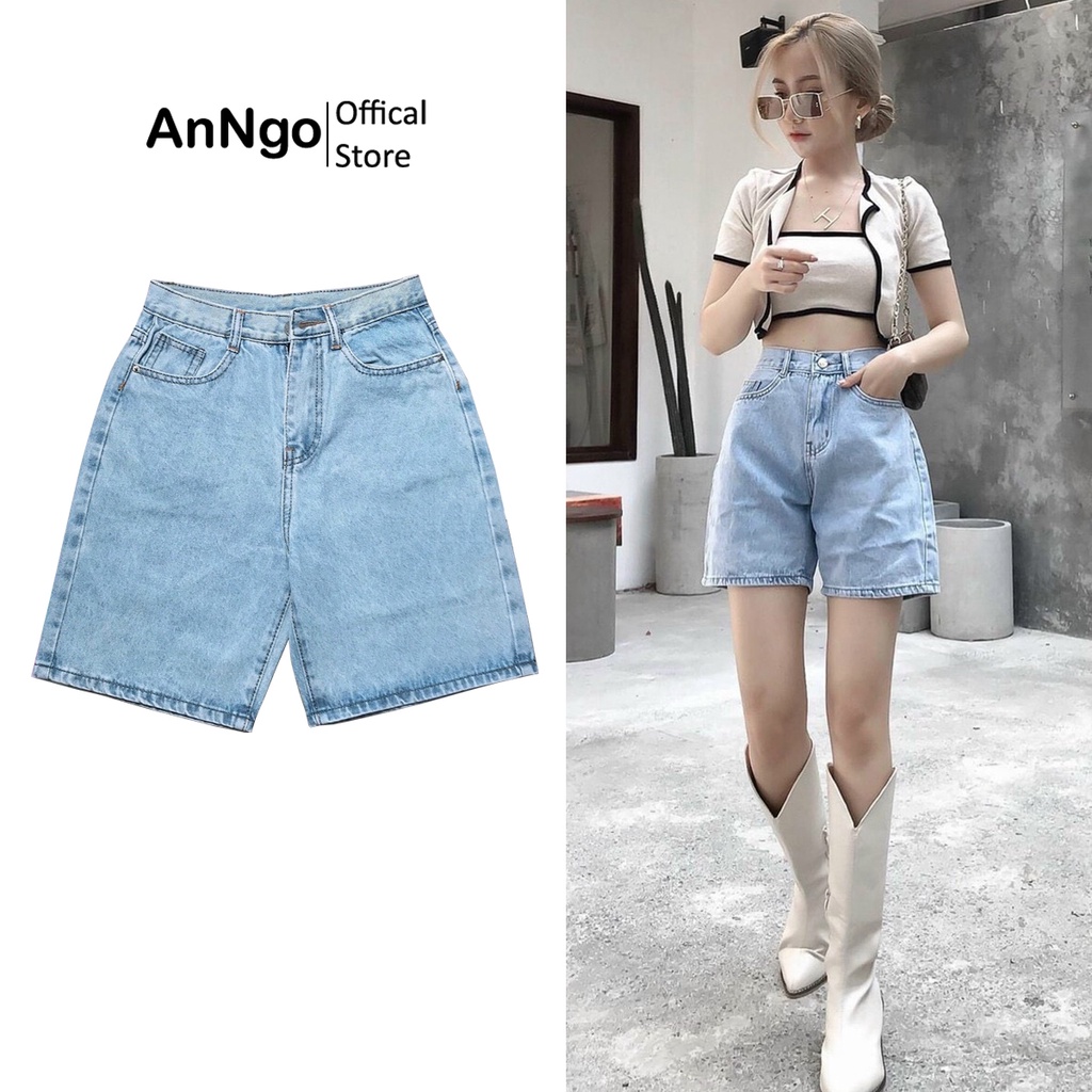 Quần jean ngố nữ ống rộng vải jean denim đẹp dễ phối đồ AnNgo - AT172