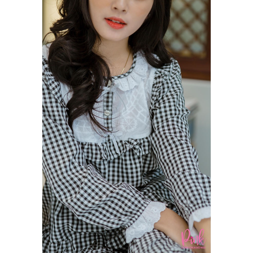 Đồ Ngủ Mùa Đông Pijama Vải Kate Loại 1 Không Nhăn Mịn Mát Đồ Mặc Nhà Nữ Tay Dài Phong Cách Hàn Quốc Nữ Tính - Pink Store