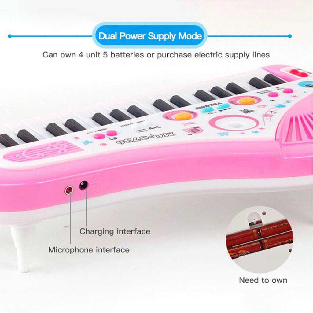 Đàn piano trẻ em 37 phím có micro giúp bé chơi nhạc luyện hát