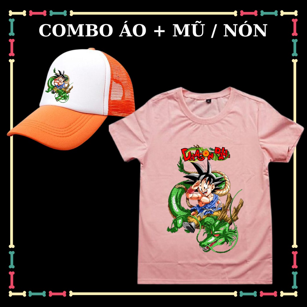 Combo Mũ/Nón-áo Songoku tay ngắn cho trẻ em áo bảy viên ngọc rồng.