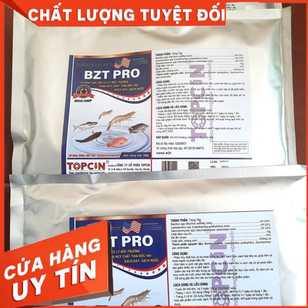 Thuốc thủy sản, men vi sinh cho cá, nước, ao an toàn hiệu quả cao BZT PRO - Thuốc Thủy Sản Minh Tuệ