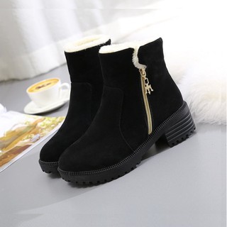 Boots lông khóa kéo