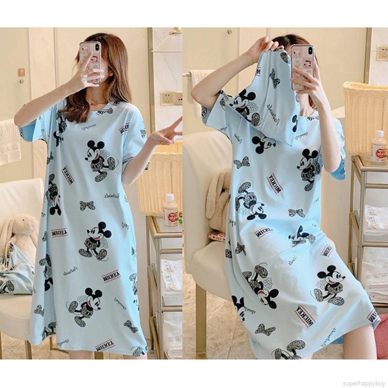 Đầm Ngủ Dáng Rộng In Hình Hoạt Hình Dễ Thương