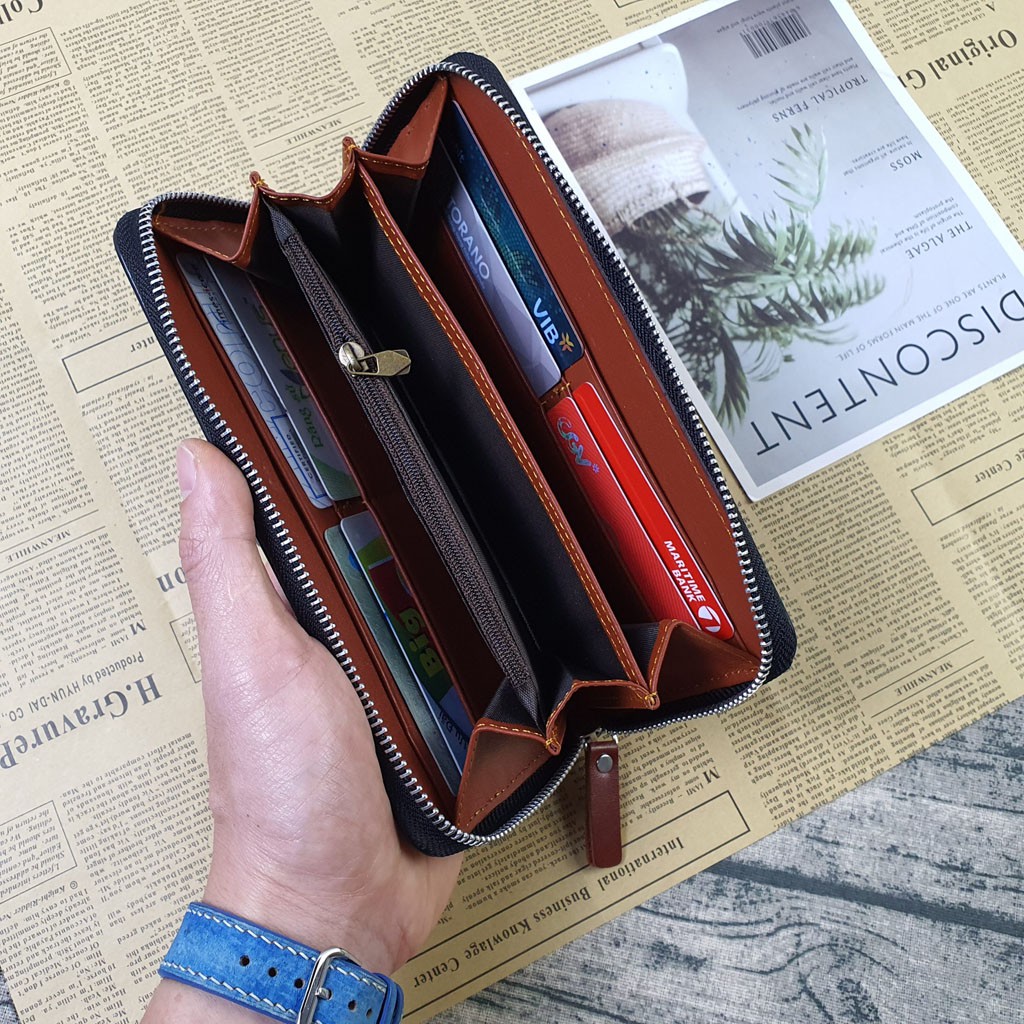 [Da Thật] Ví Dài Cầm Tay Da Bò Nam Pull-up Màu Nâu Bảo Hành 3 Năm (20x11cm) - WL113