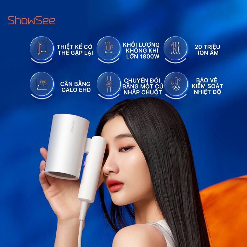 Máy sấy tóc ion Xiaomi SHOWSEE A4-W - Công suất 1800W