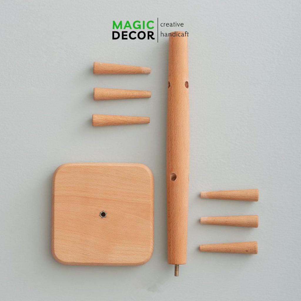 Kệ treo ly, cốc bằng gỗ 6 nhánh decor trang trí nhà bếp - MAGICDECOR