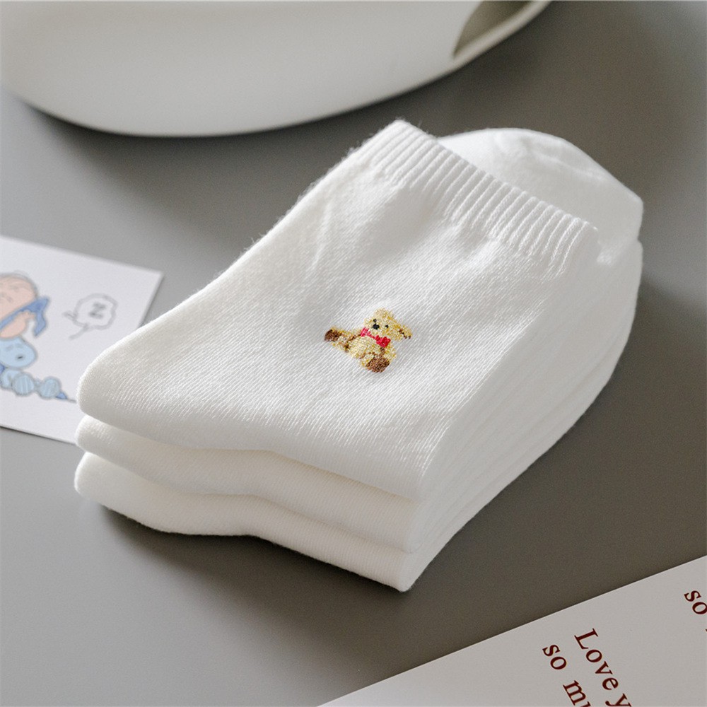 Tất nữ cổ cao màu trắng hình gấu dễ thương phong cách Hàn Quốc - T059
