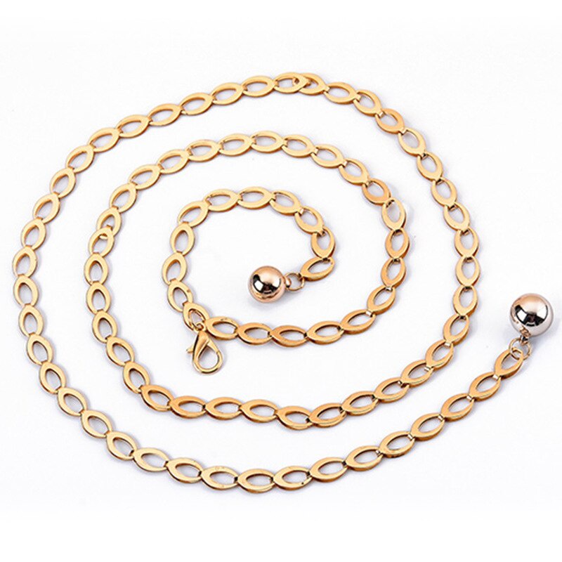 Dây Thắt Lưng Mỏng Bằng Kim Loại Màu Vàng Bạc Có Thể Điều Chỉnh Phối Đầm Thời Trang Cho Nữ