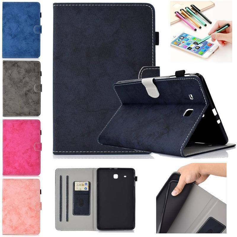 For Samsung Galaxy Tab E 9.6 SM-T560 T561 T567 Stand Magnetic Flip PU Leather Shockproof Case Cover