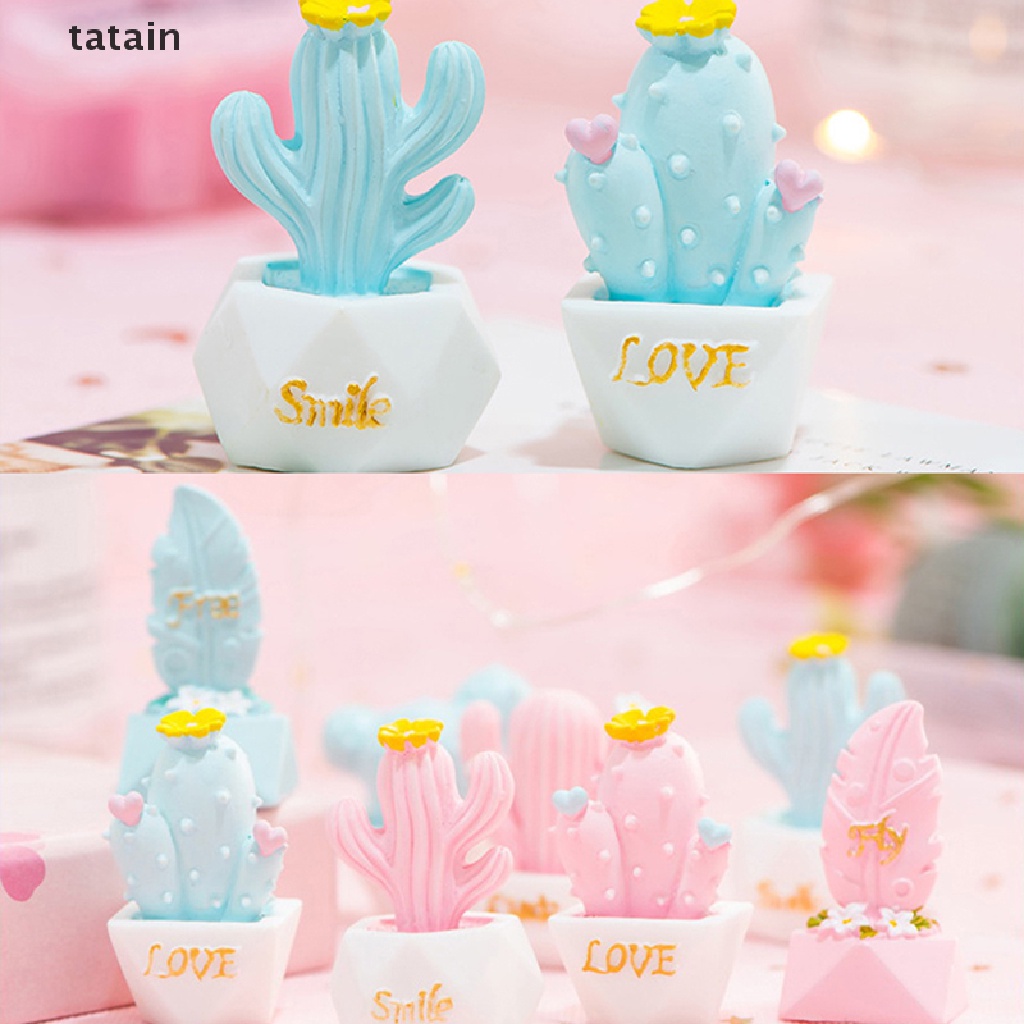 [TAT] 10 Styles Resin Cactus Ornaments Miniature Figurines Cute Accessories Decoration CVX