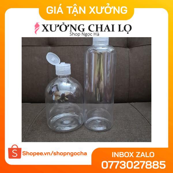 Chai Chiết Mĩ Phẩm ❤ GIÁ RẺ NHẤT ❤ Chai nhựa pet nắp bật 500ml chiết mỹ phẩm , phụ kiện du lịch