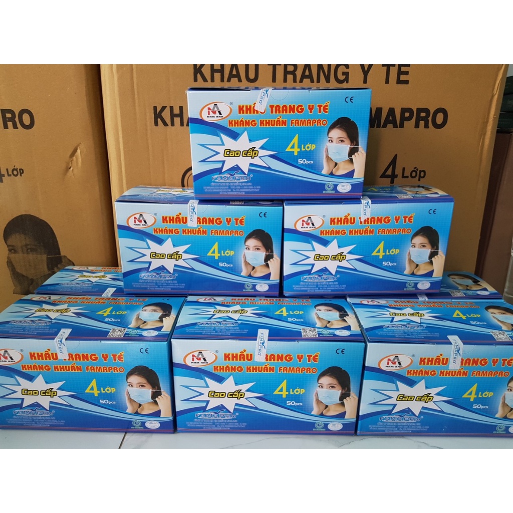 [Hộp 50 cái] Khẩu trang y tế 4 lớp FAMAPRO (Nam Anh)