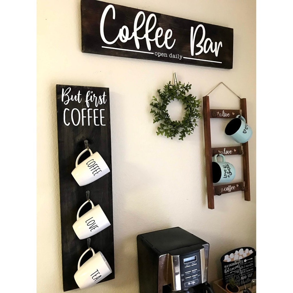 Giá Treo Tường Cốc Cà Phê | But First Coffee Sign | Trang trí tường trang trại
