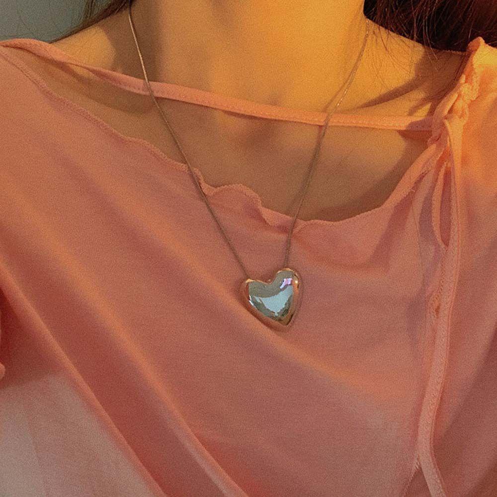 Vòng Cổ Choker Mặt Trái Tim Ba Chiều Cá Tính Phong Cách Hàn Quốc Cho Nữ