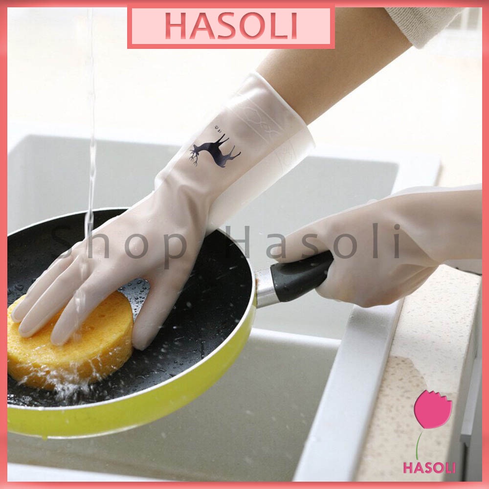 Găng Tay Rửa Chén Cao Su Siêu Dai, Lót Nỉ, Bo Chun Siêu Bền Chống Tụt Loại Dài Pk10