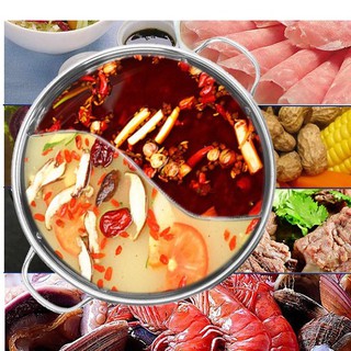 CHẢO LẨU  2 NGĂN HOTPOT DÙNG CHO MỌI LOẠI BẾP INOX 304 SÁNG BÓNG BẾP TỪ, BẾP GA [HÀNG ĐẸP]