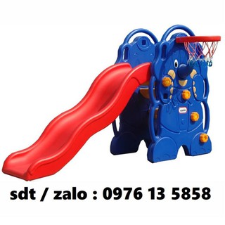 Cầu trượt nhập khẩu cho bé tại tphcm, cầu trượt hình con voi có tặng kèm bóng rổ
