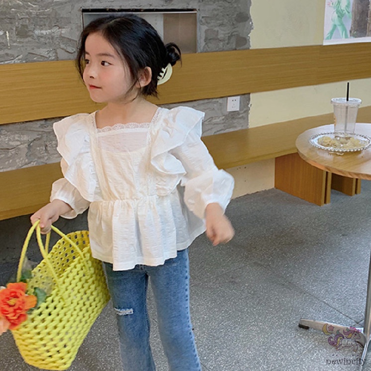 Áo Sơ Mi Dài Tay Phong Cách Hàn Quốc Cho Bé Gái