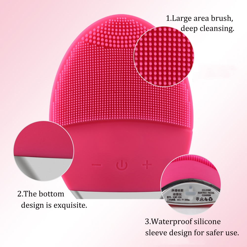 Ultrasonic Electric Facial Cleansing Brush Vibration Skin Remove Blackhead Pore Cleanser Waterproof Silicone Facial Spa Massage