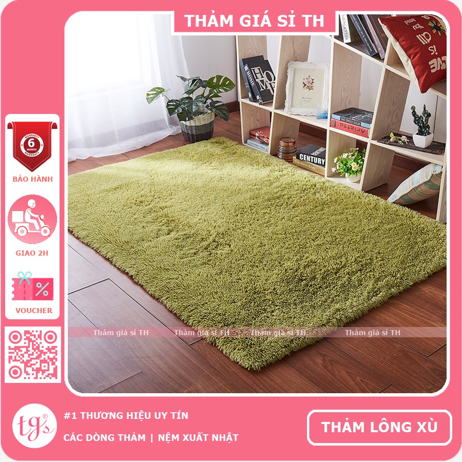 Thảm Lông Trải Sàn Phòng Khách Lông Xù Cỏ Xanh 100x160cm