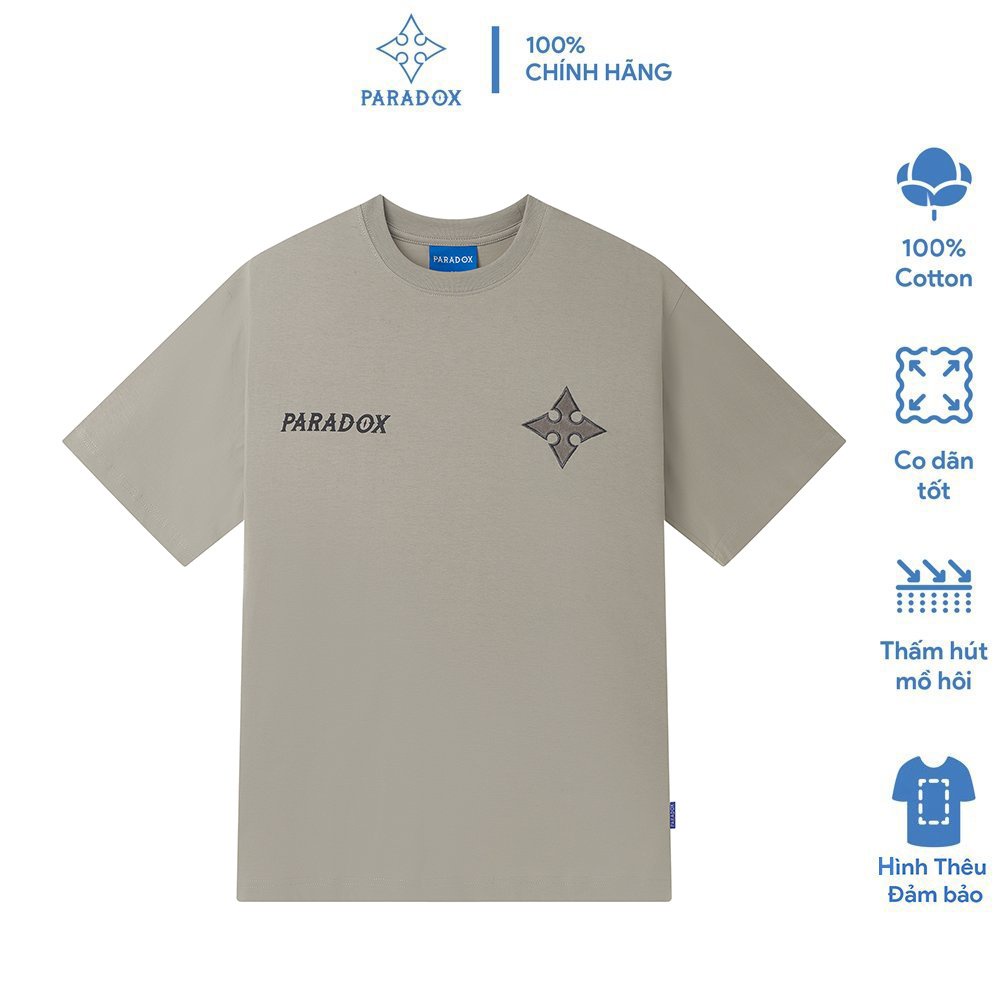 Áo thun form rộng Paradox tay lỡ - Unisex - In hình - NATURE LOGO - Màu nâu moca
