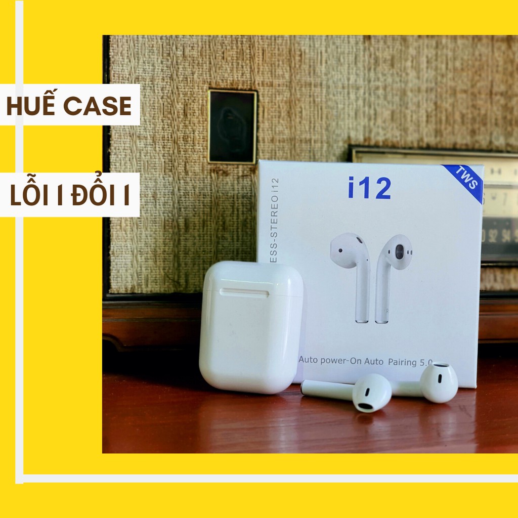 Tai nghe bluetooth I12 [ Huế Case ] Tai nghe blutooth không dây cảm ứng chạm thời thượng chất lượng tốt giá siêu rẻ