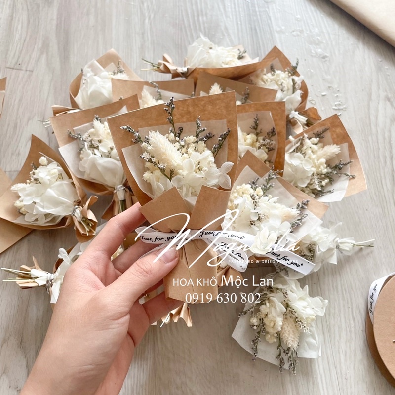 Bó hoa khô mini decor trang trí bỏ hộp quà, phụ kiện chụp ảnh