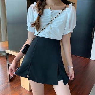 Chân Váy Cạp Cao Xẻ Tà 2 Bên 406