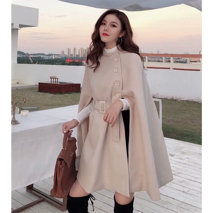 [Áo choàng cánh dơi] Áo dạ choàng tay cánh dơi phong cách hepburn Pháo nhẹ nhàng quý phái mùa thu đông | BigBuy360 - bigbuy360.vn