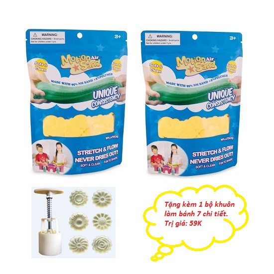 Mua 2 tặng 1 - Combo 2 túi cát động lực, cát dẻo cao cấp Air Motion Sand tặng kèm khuôn