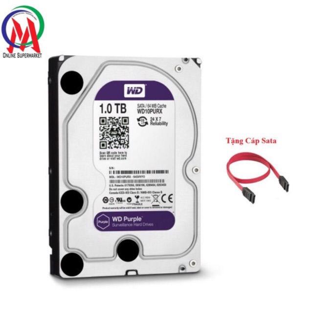 Ổ CỨNG 1TB PURPLE (TÍM) BH 24T + Tặng Cáp Sata