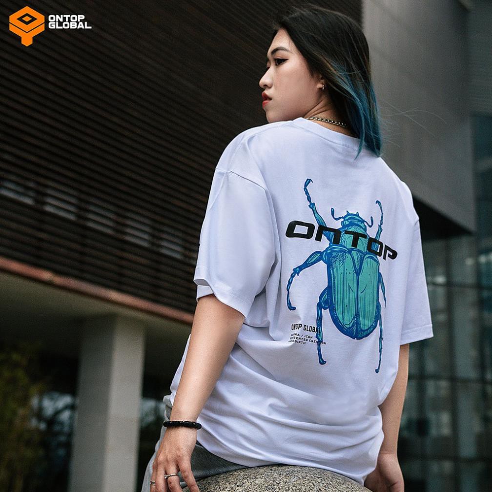 [Freeship] Áo thun tay lỡ form rộng nam nữ màu trắng Blue Khepri local brand ONTOP ་