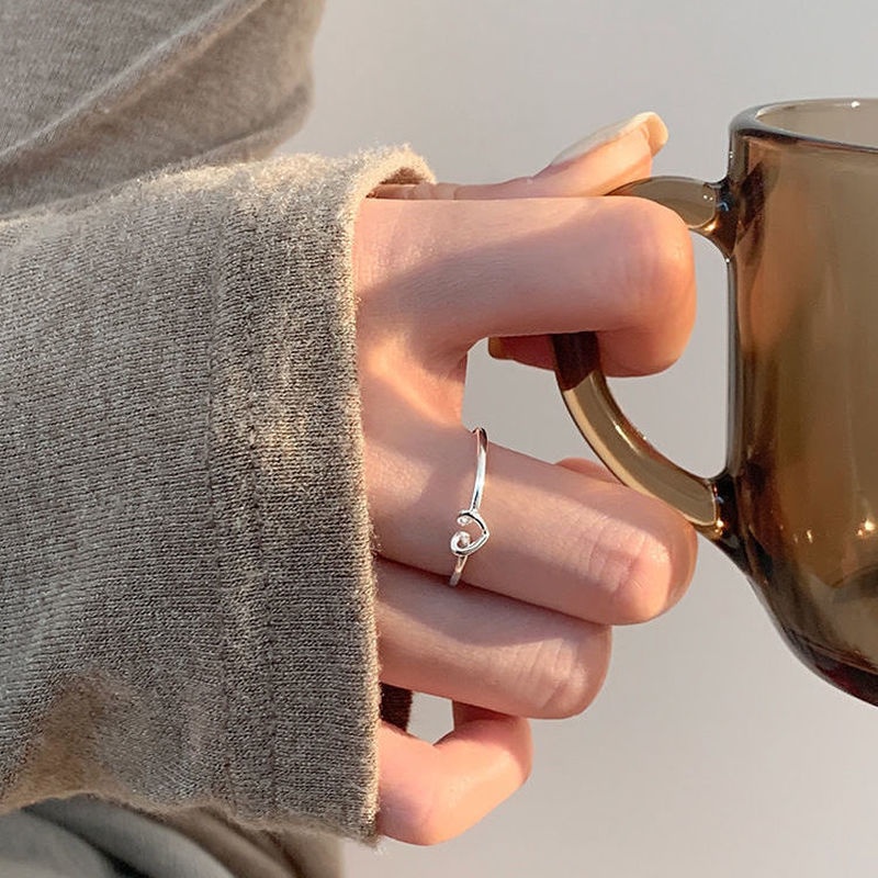 Nhẫn hở Ahellogirl mạ bạc 925 đính đá zircon thời trang