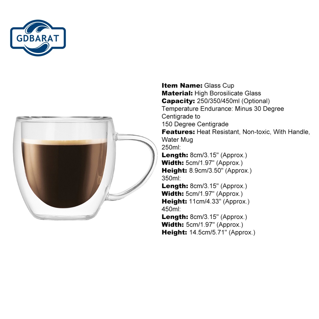 Cốc Uống Trà / Cà Phê Hai Lớp Đa Năng Dung Tích 250 / 350 / 450ml