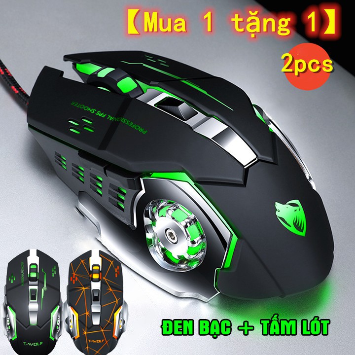 【Mua một tặng một】Chuột game thủ cực bền thiết kế độc lạ có LED nhiều màu