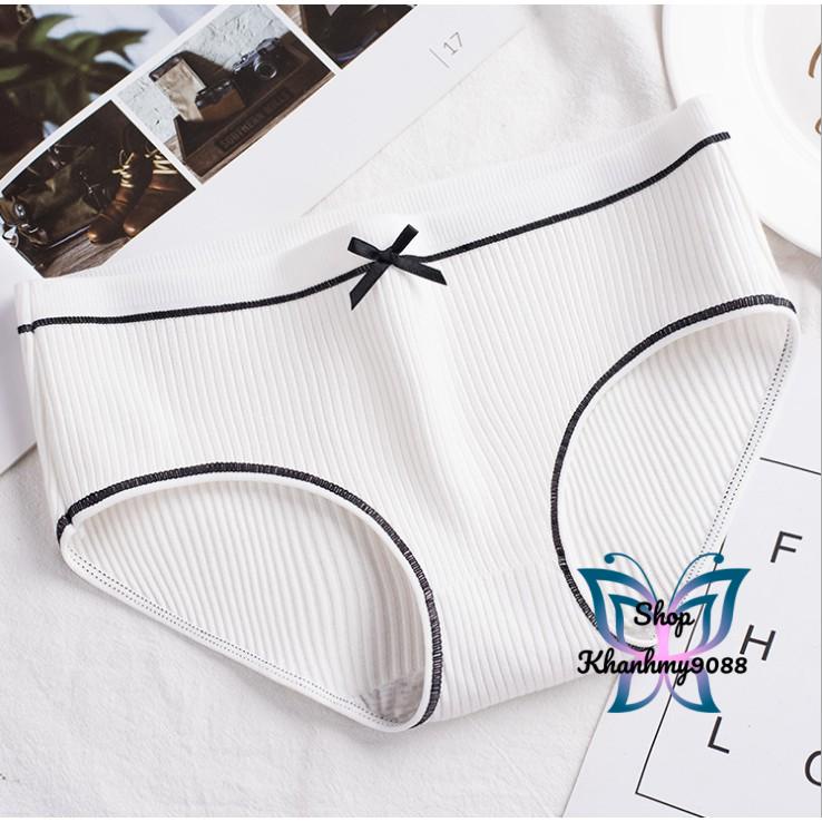Combo 10 quần lót nữ cotton gân tăm phối nơ siêu xinh màu ngẫu nhiên CBQL03