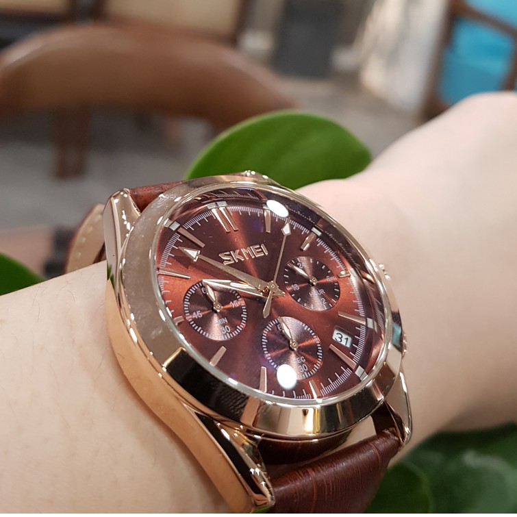 ĐỒNG HỒ NAM SKMEI DÂY DA CHẠY FULL 6 KIM PHONG CÁCH NAM TÍNH LỊCH LÃM