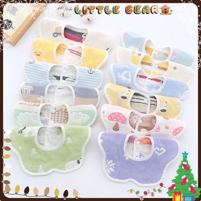 Yếm Xô Tròn Cho Bé Trai Bé Gái Mặt Xoay 360 Độ Có Cúc Bấm Dày Dặn Họa Tiết Dễ Thương - Little Bear